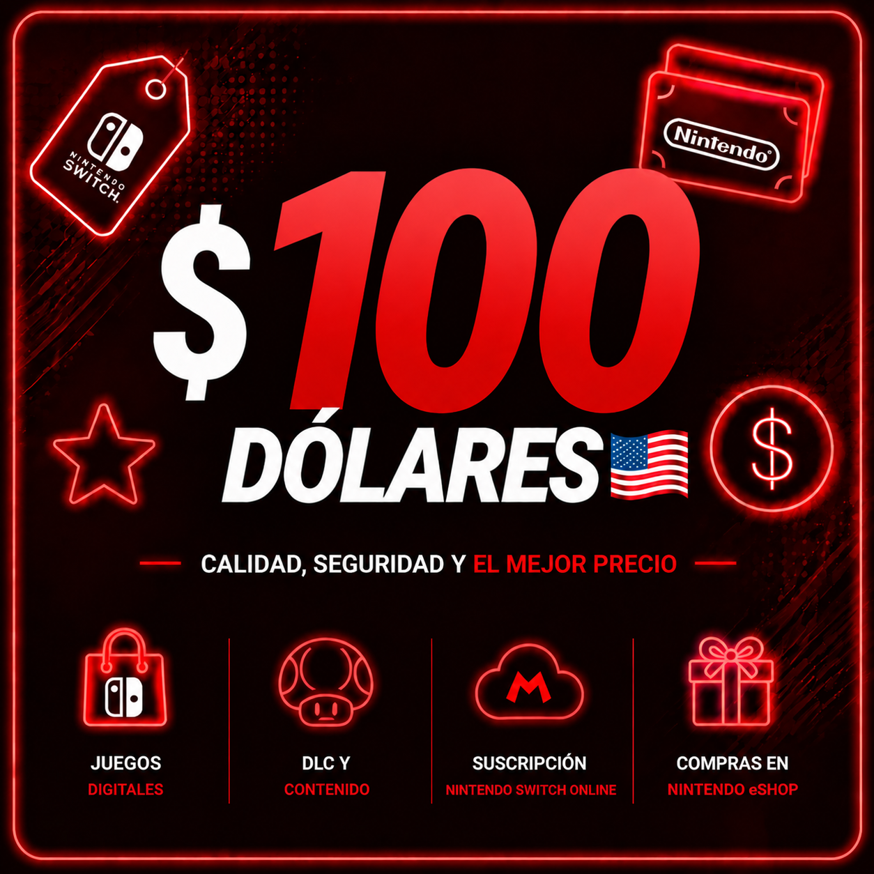 NINTENDO $100 dólares US