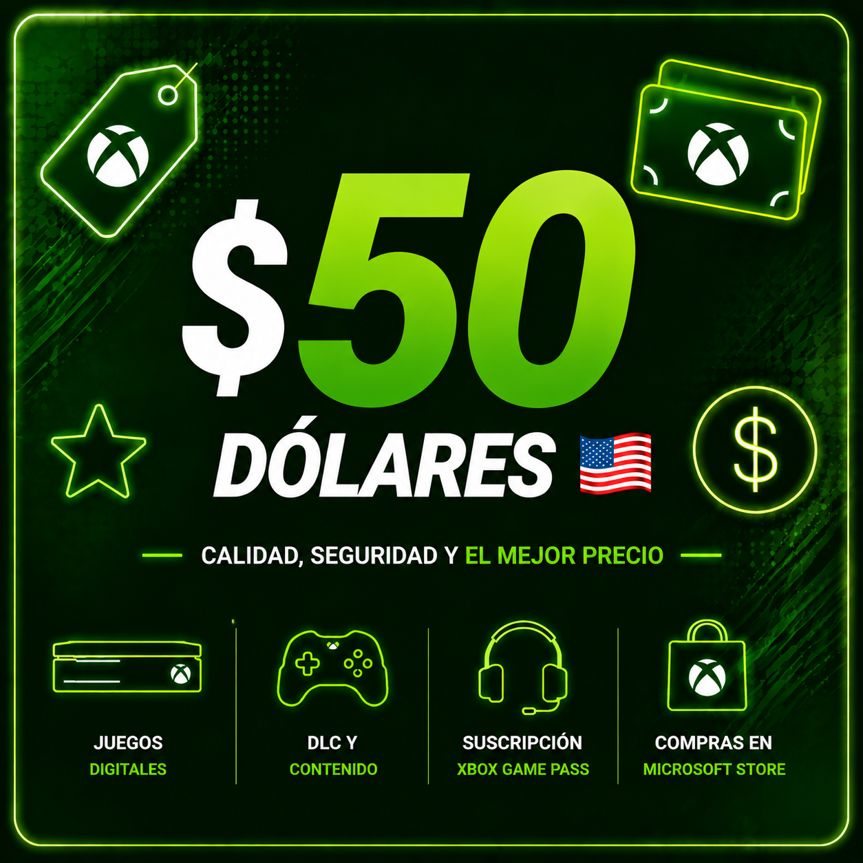 XBOX $50 dólares US