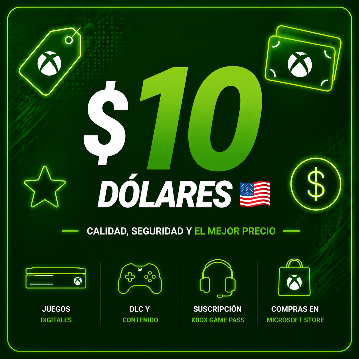 XBOX  $10 dólares US