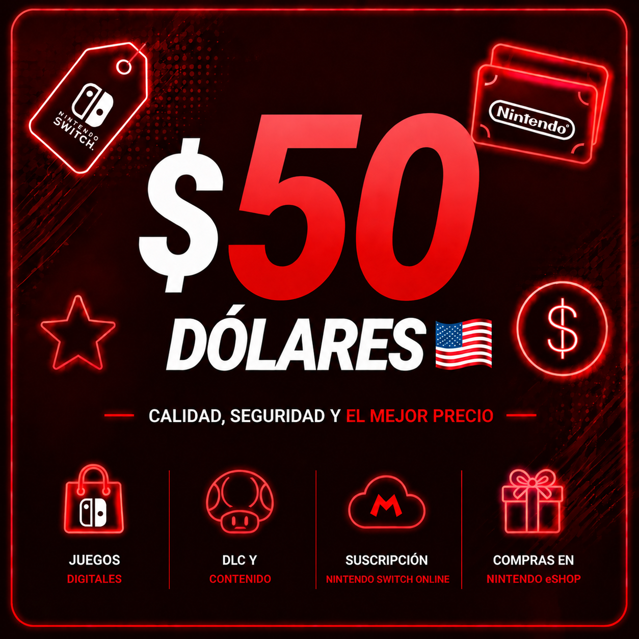NINTENDO $50 dólares US