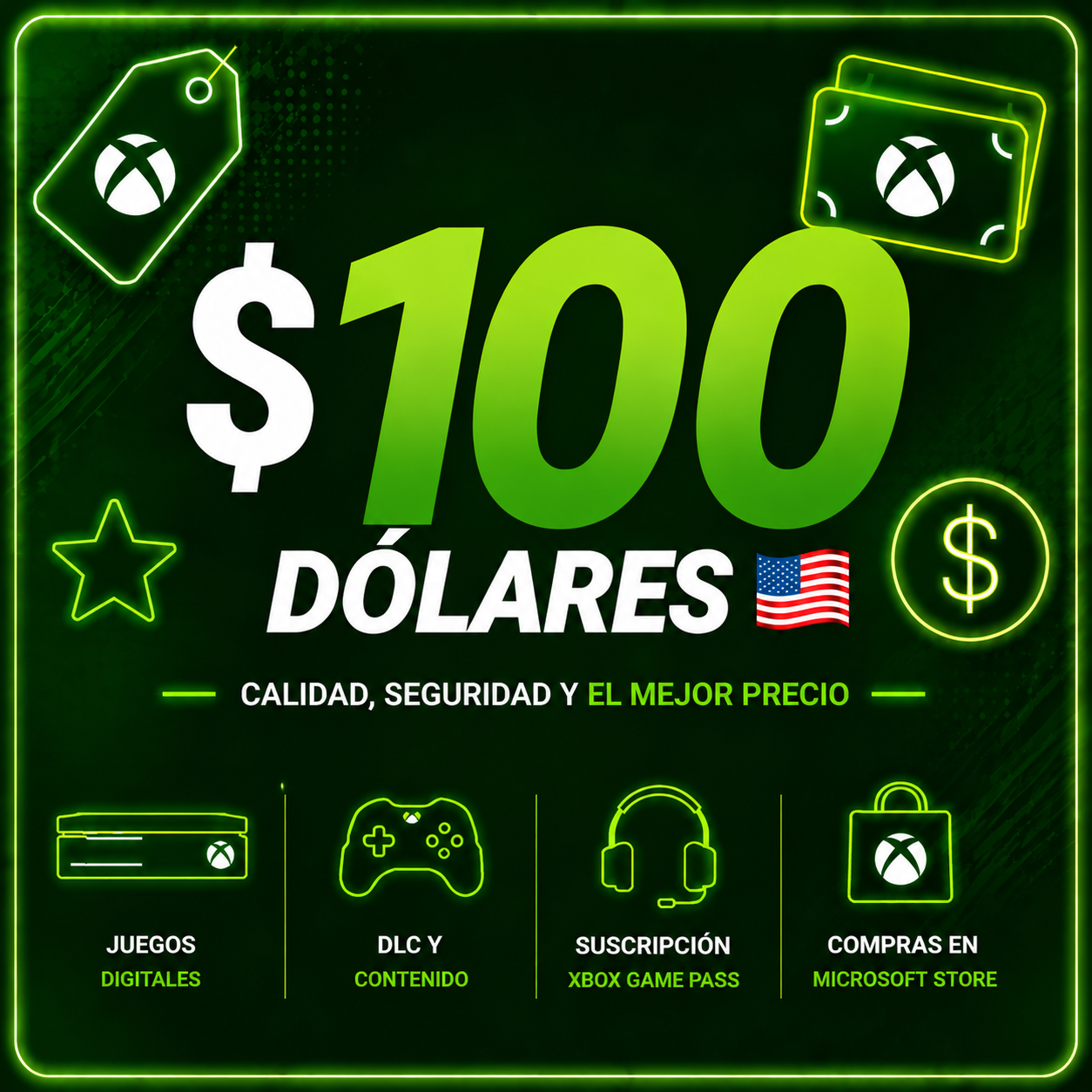 XBOX $100 dólares US