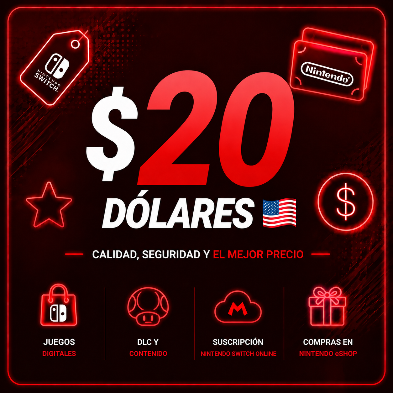 NINTENDO $20 dólares US